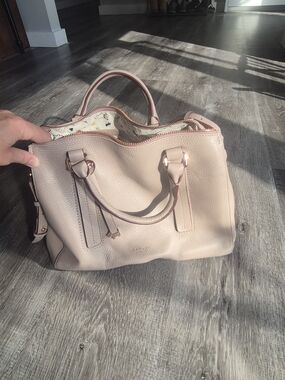RADLEY LONDON Blush Pink Pebbled Leather Satchel with Rose Gold Hardware